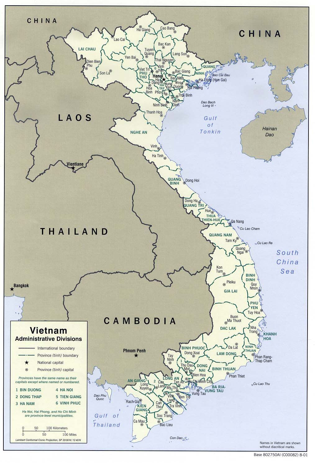 Karte Provinzen Vietnam