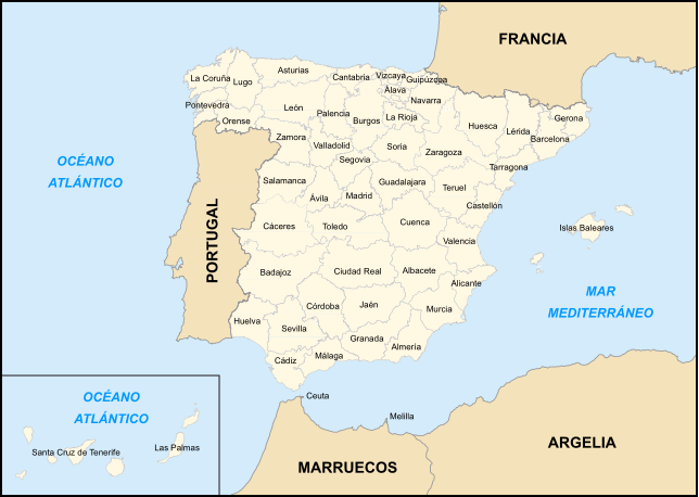Karte Provinzen Spanien